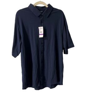 ⭐️ NWT Haggar navy button-up shirt- size XXL